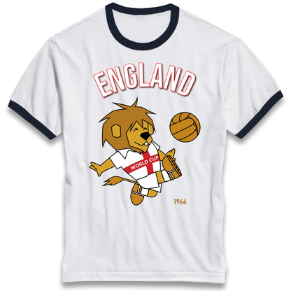 England World Cup Willie 1966 Football Ringer T Shirt
