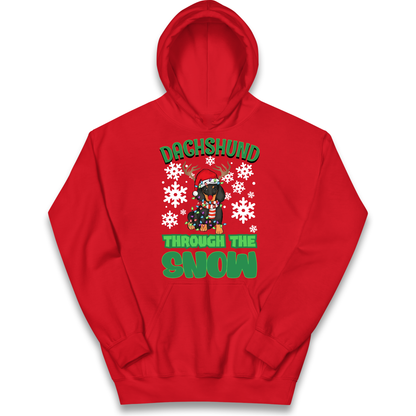 Dachshund Through The Snow Christmas kids hoodie