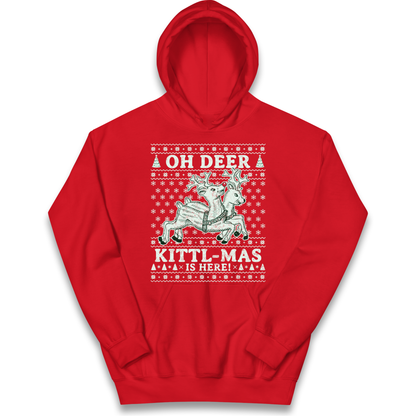 Oh Deer Kittl Mas Is Here Christmas kids hoodie