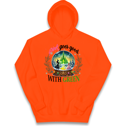 Wicked Pink Goes Good With Green Kids Hoodie
