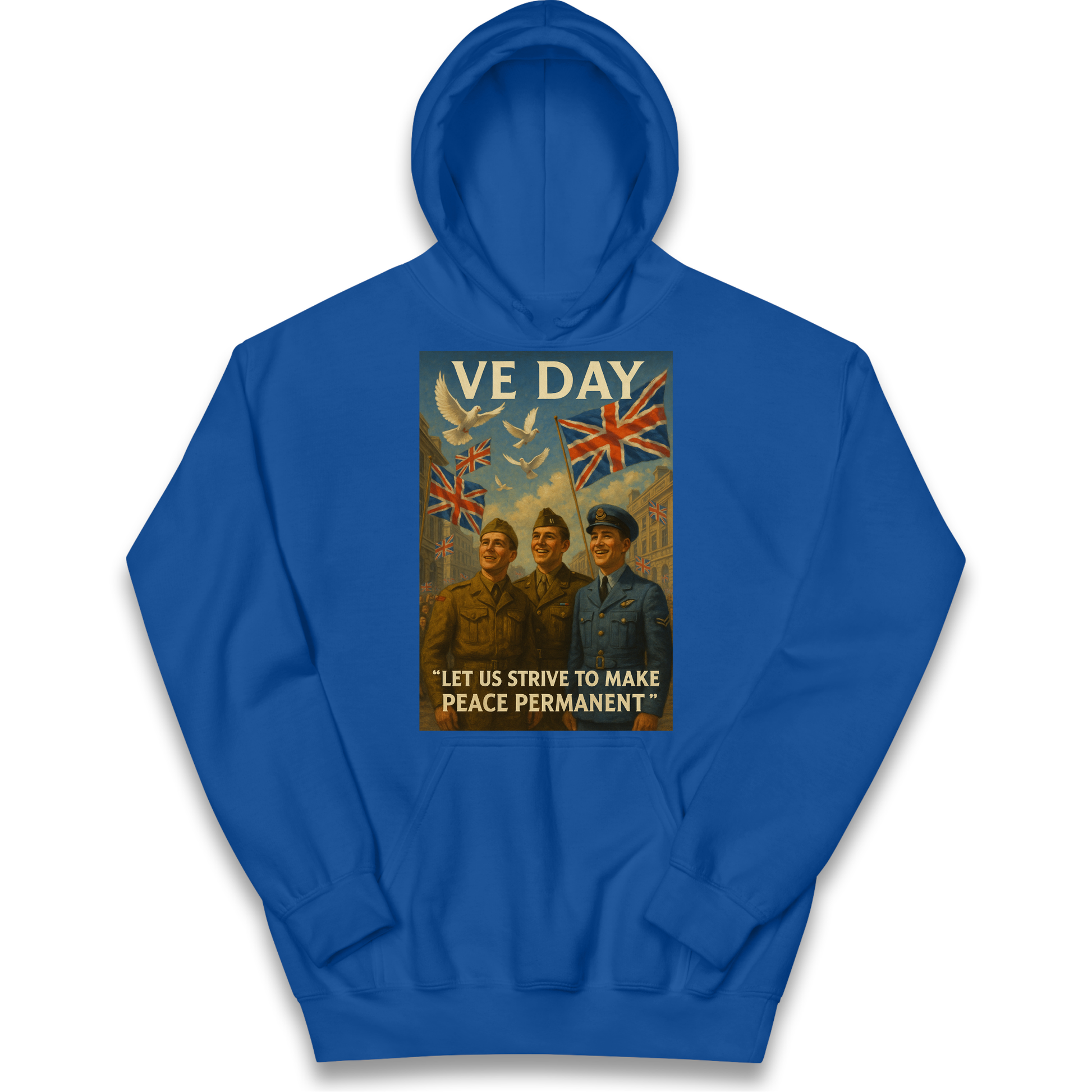 VE Day Let Us Strive to Make Peace Permanent kids hoodie