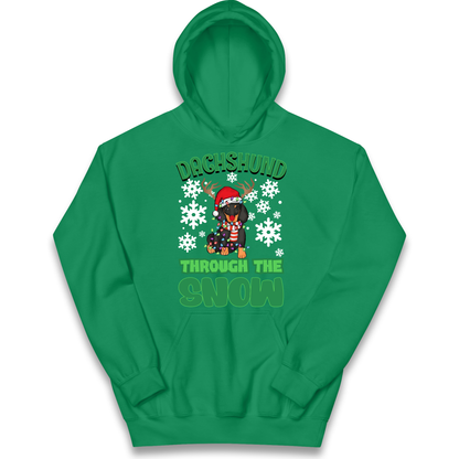 Dachshund Through The Snow Christmas kids hoodie