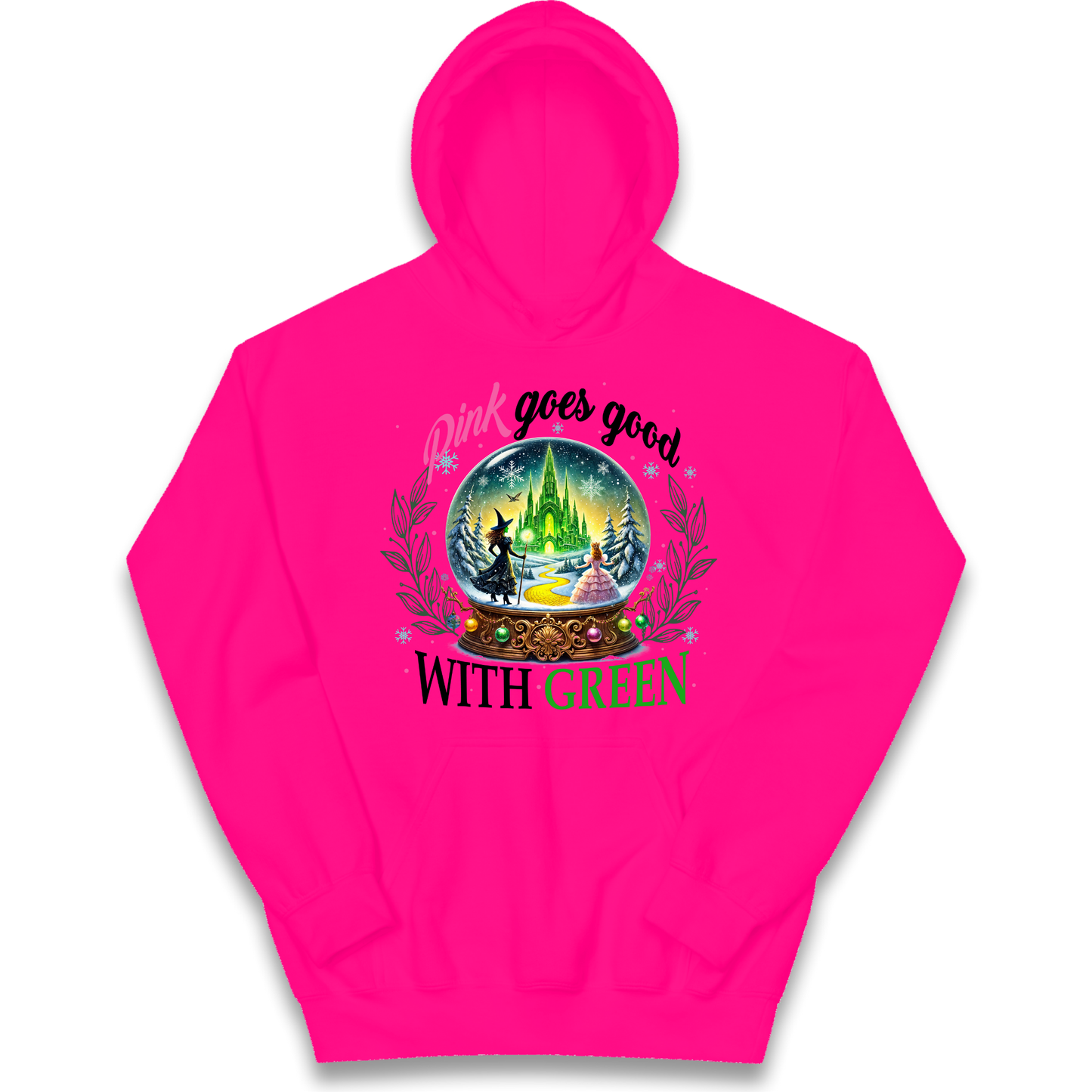 Wicked Pink Goes Good With Green Kids Hoodie