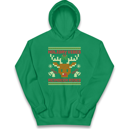 Holiday Vibes Reindeer Rides Christmas kids hoodie