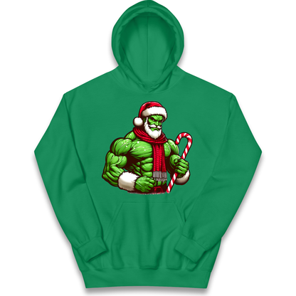 The Hulk Candy Cane Santa kids hoodie