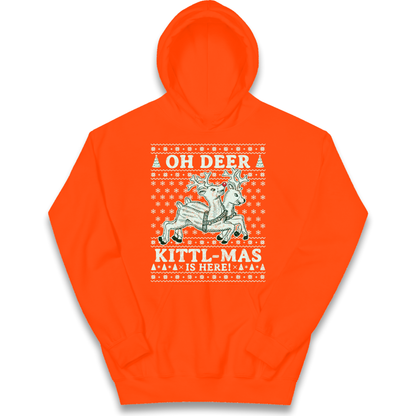 Oh Deer Kittl Mas Is Here Christmas kids hoodie