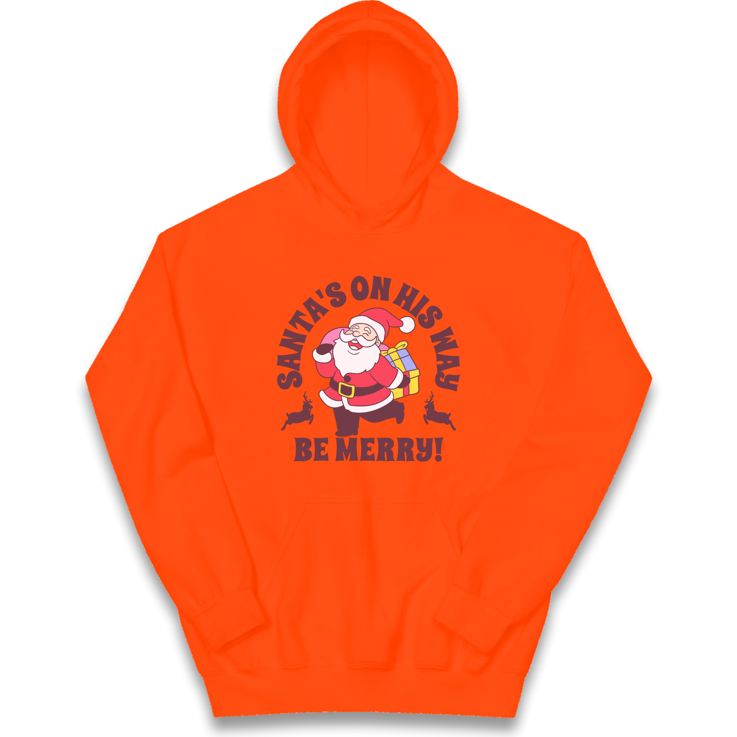 Santa's On His Way Christmas kids hoodie