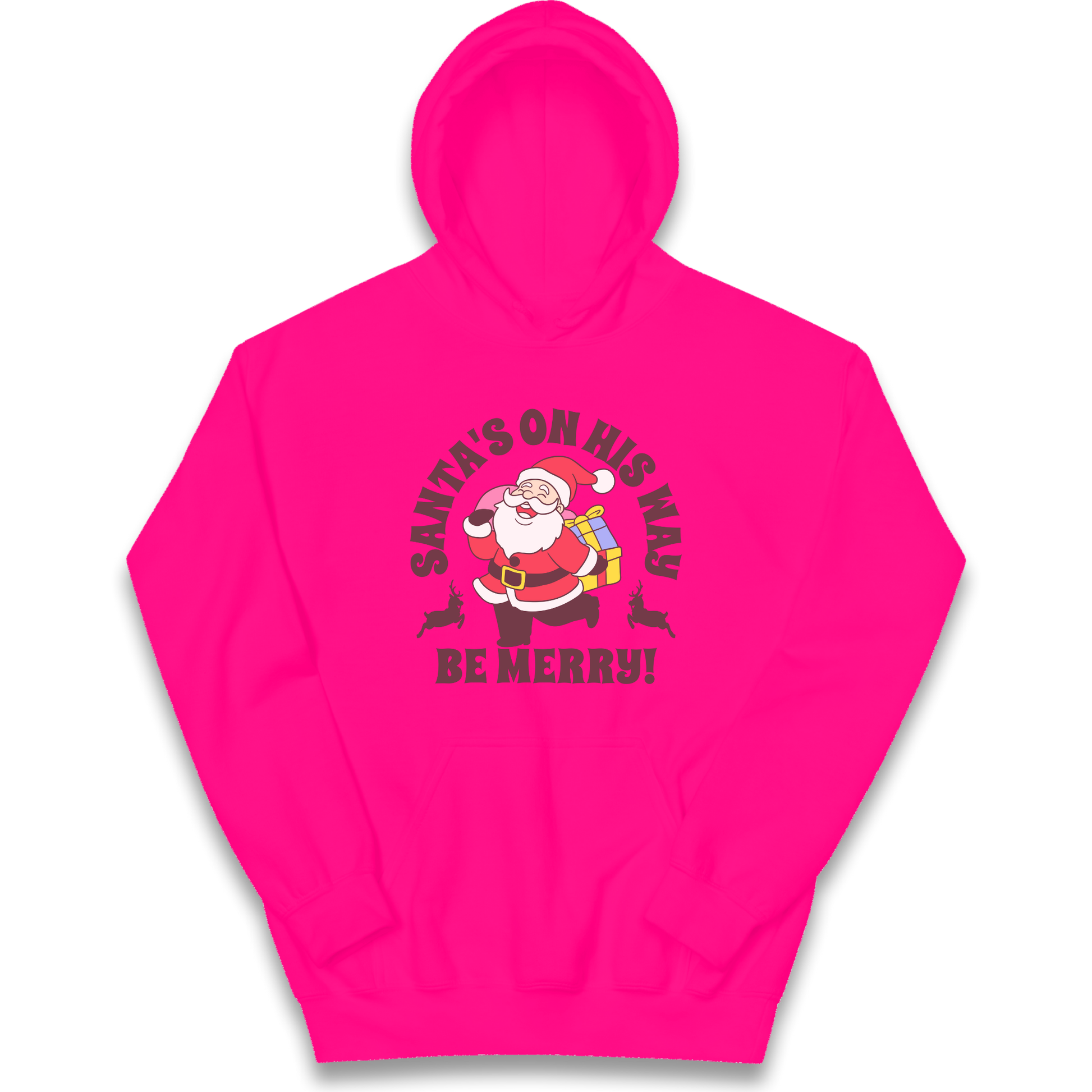 Santa's On His Way Christmas kids hoodie