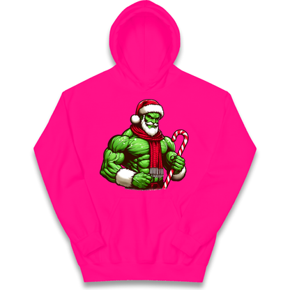 The Hulk Candy Cane Santa kids hoodie