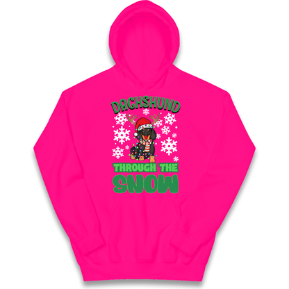Dachshund Through The Snow Christmas kids hoodie