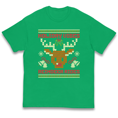 Holiday Vibes Reindeer Rides Christmas kids t shirt