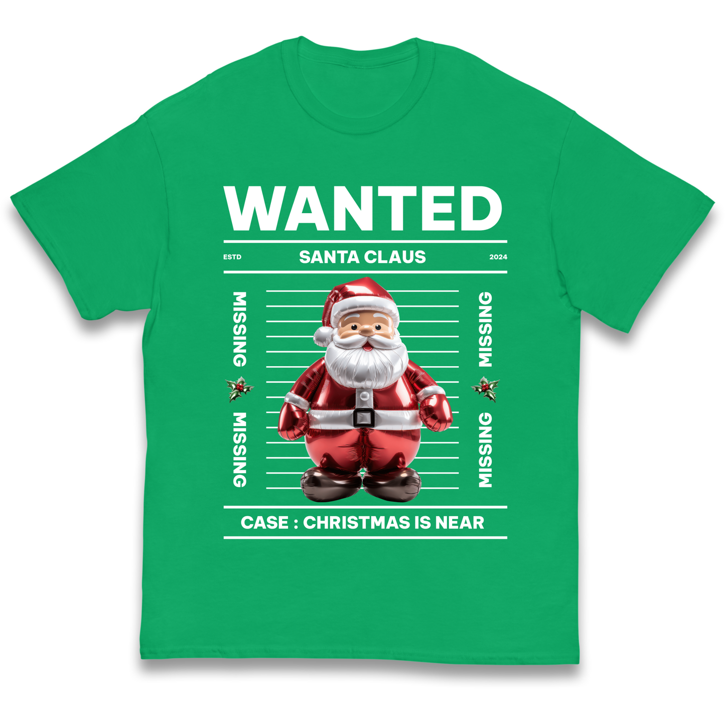 Wanted Santa Claus Christmas kids t shirt