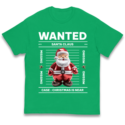 Wanted Santa Claus Christmas kids t shirt
