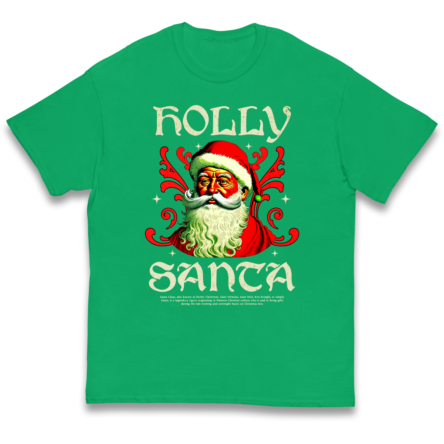Holly Santa Christmas kids t shirt