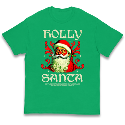 Holly Santa Christmas kids t shirt