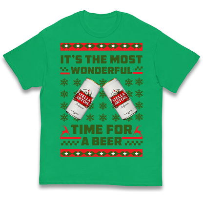 Its The Most Wonderful Time for A Beer Stella Christmas kids t shirt