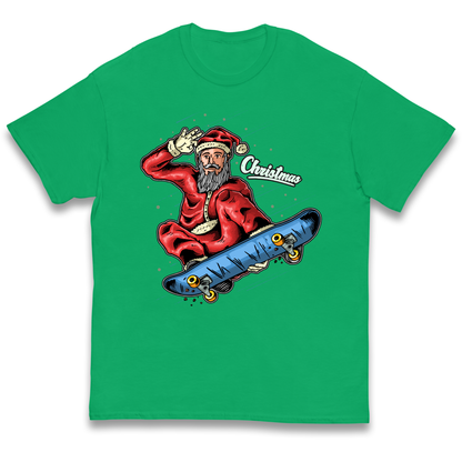 Santa Skateboarding Christmas kids t shirt
