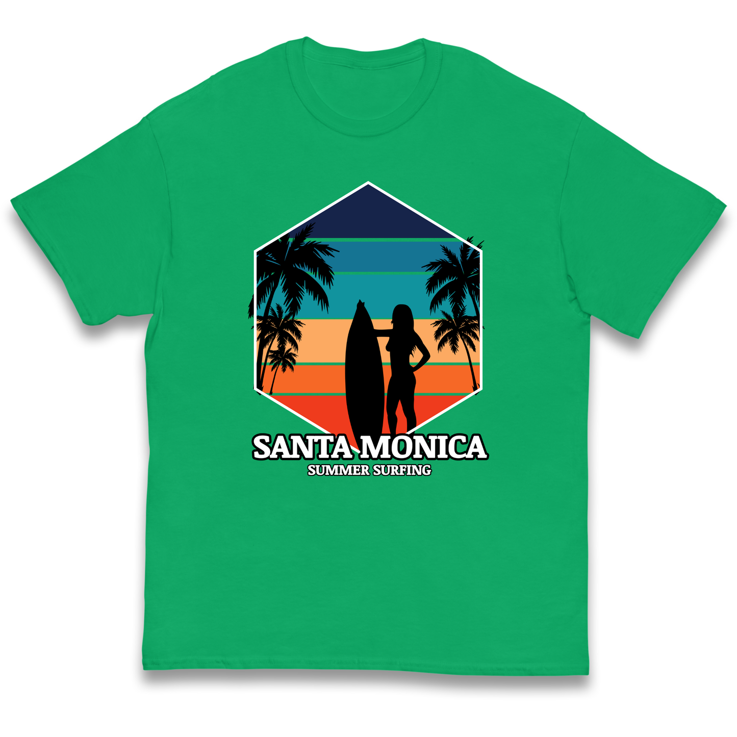 Santa Monica Summer Surfing kids t shirt