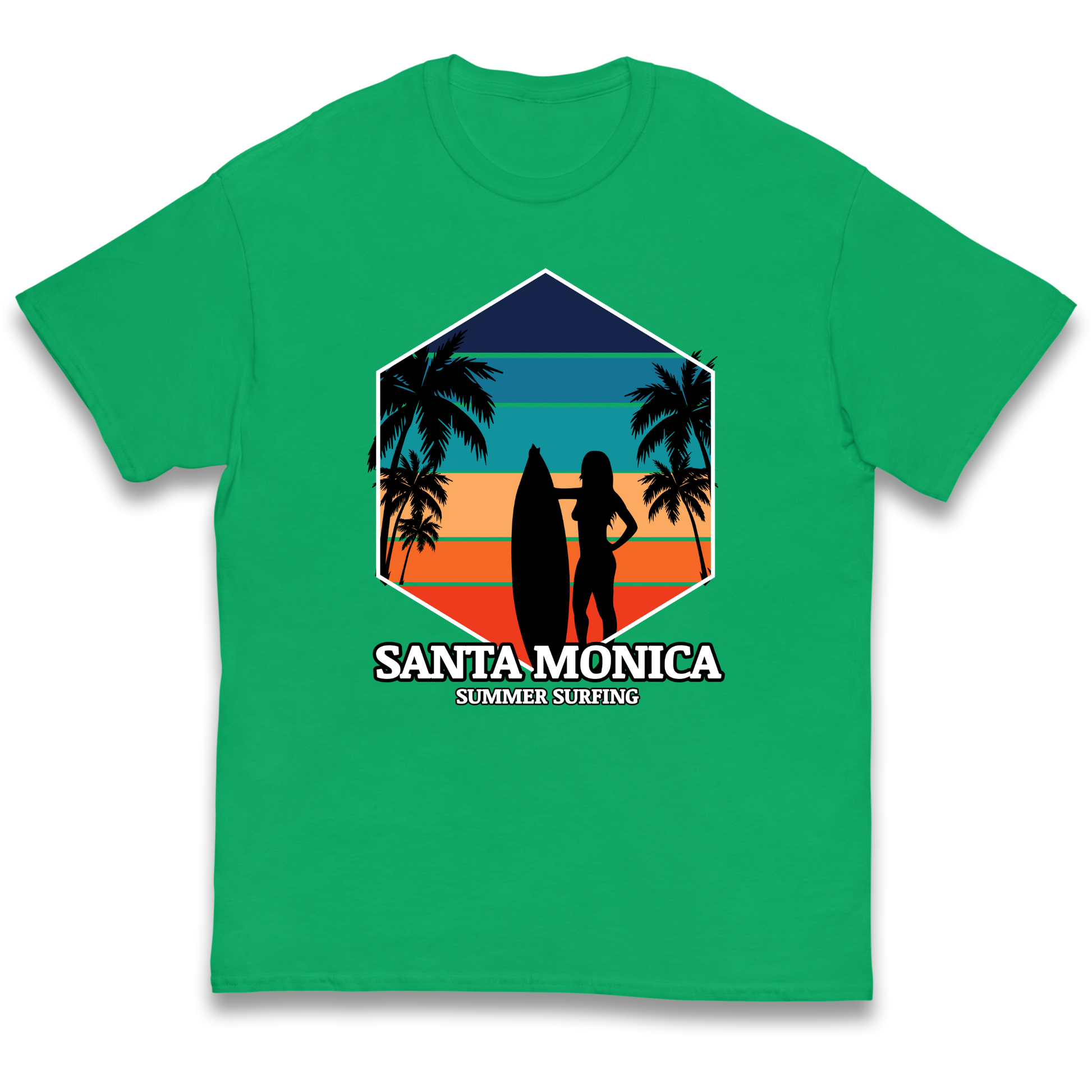 Santa Monica Summer Surfing kids t shirt