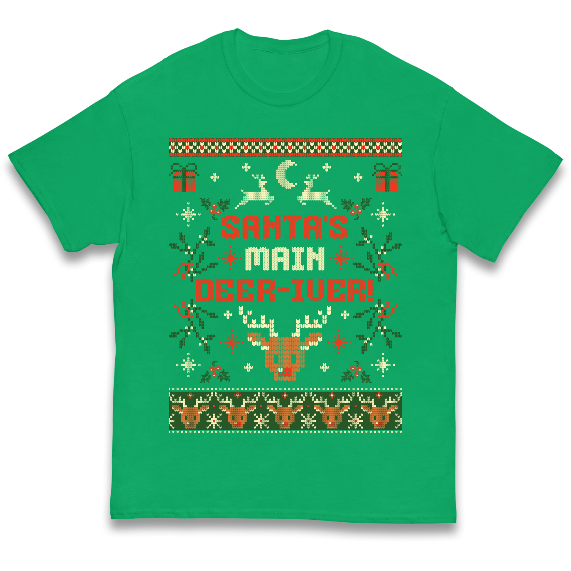 Santas Main Deer iver Christmas kids t shirt