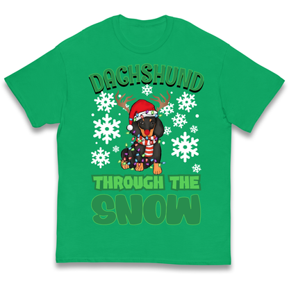 Dachshund Through The Snow Christmas kids t shirt