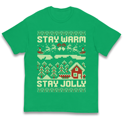 Stay Warm Stay Jolly Christmas kids t shirt