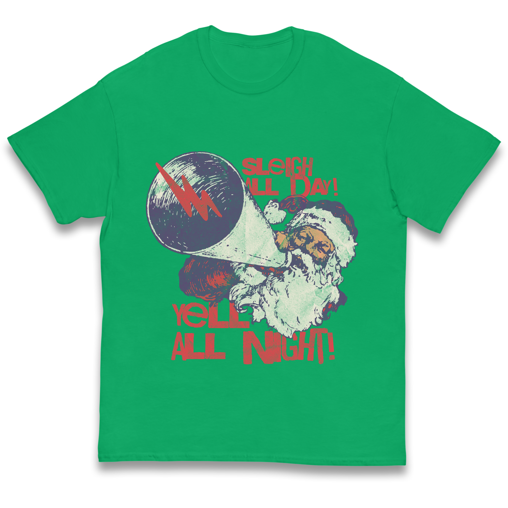 Sleigh All Day Yell All Night Santa Christmas kids t shirt