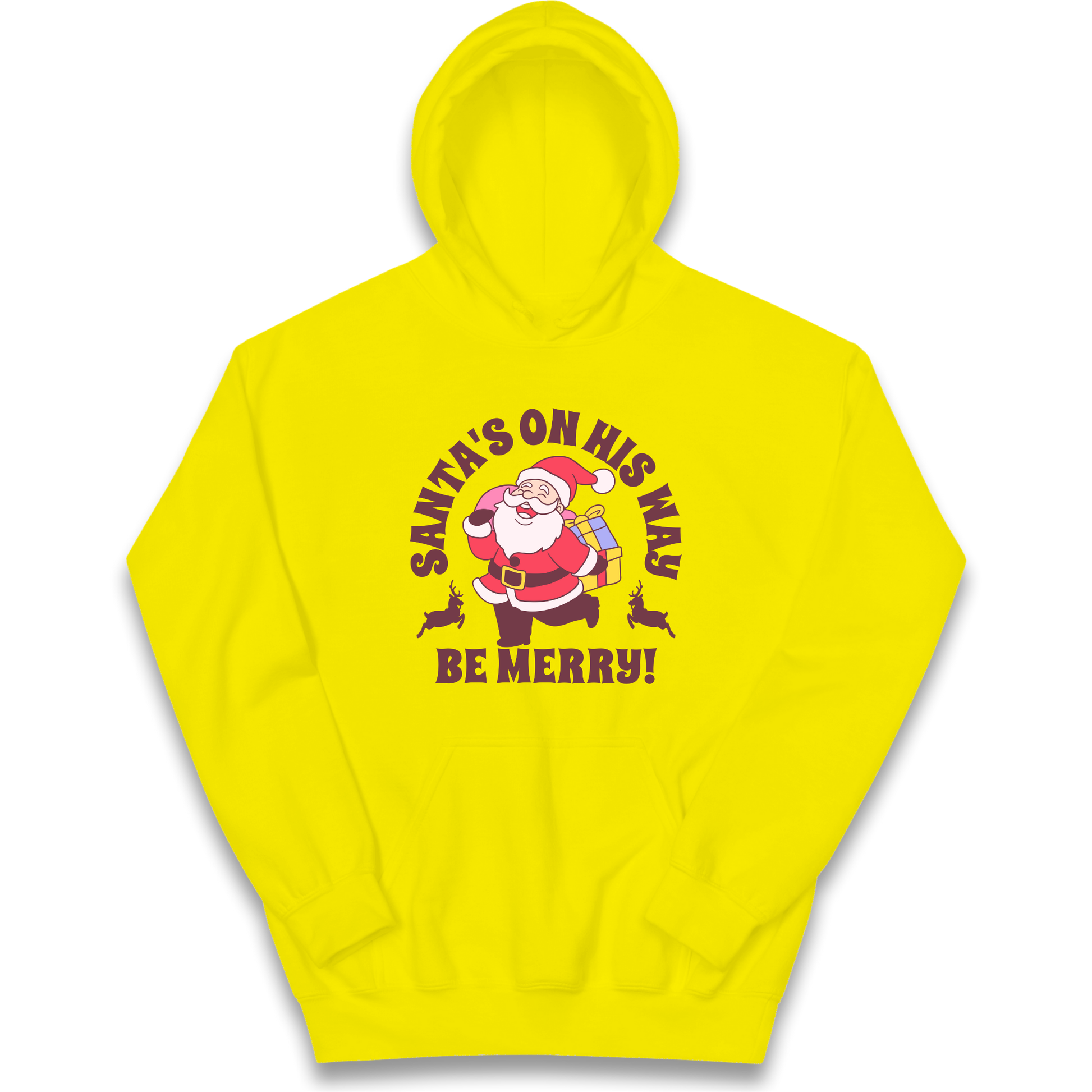 Santa's On His Way Christmas kids hoodie