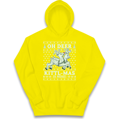 Oh Deer Kittl Mas Is Here Christmas kids hoodie