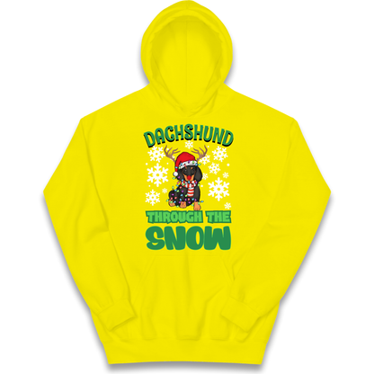 Dachshund Through The Snow Christmas kids hoodie