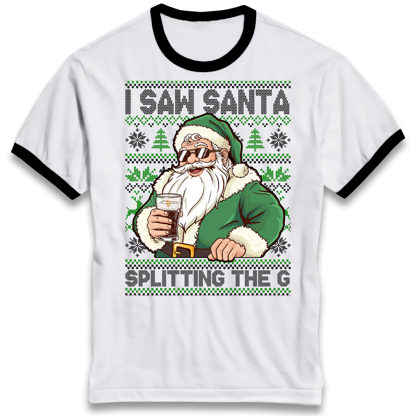 Santa Splitting The G Ringer T Shirt