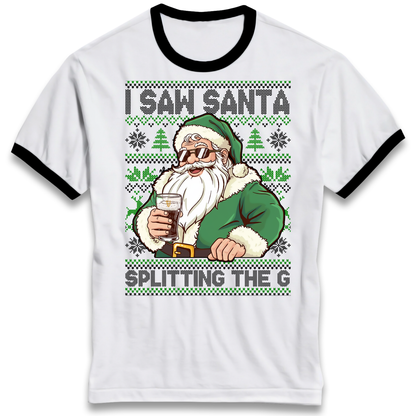 Santa Splitting The G Ringer T Shirt