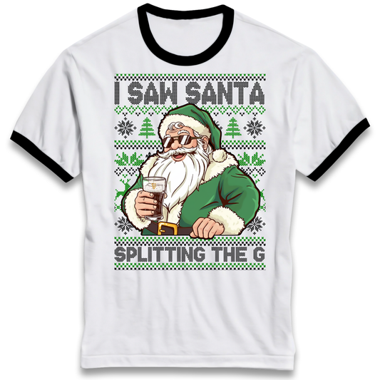 Santa Splitting The G Ringer T Shirt