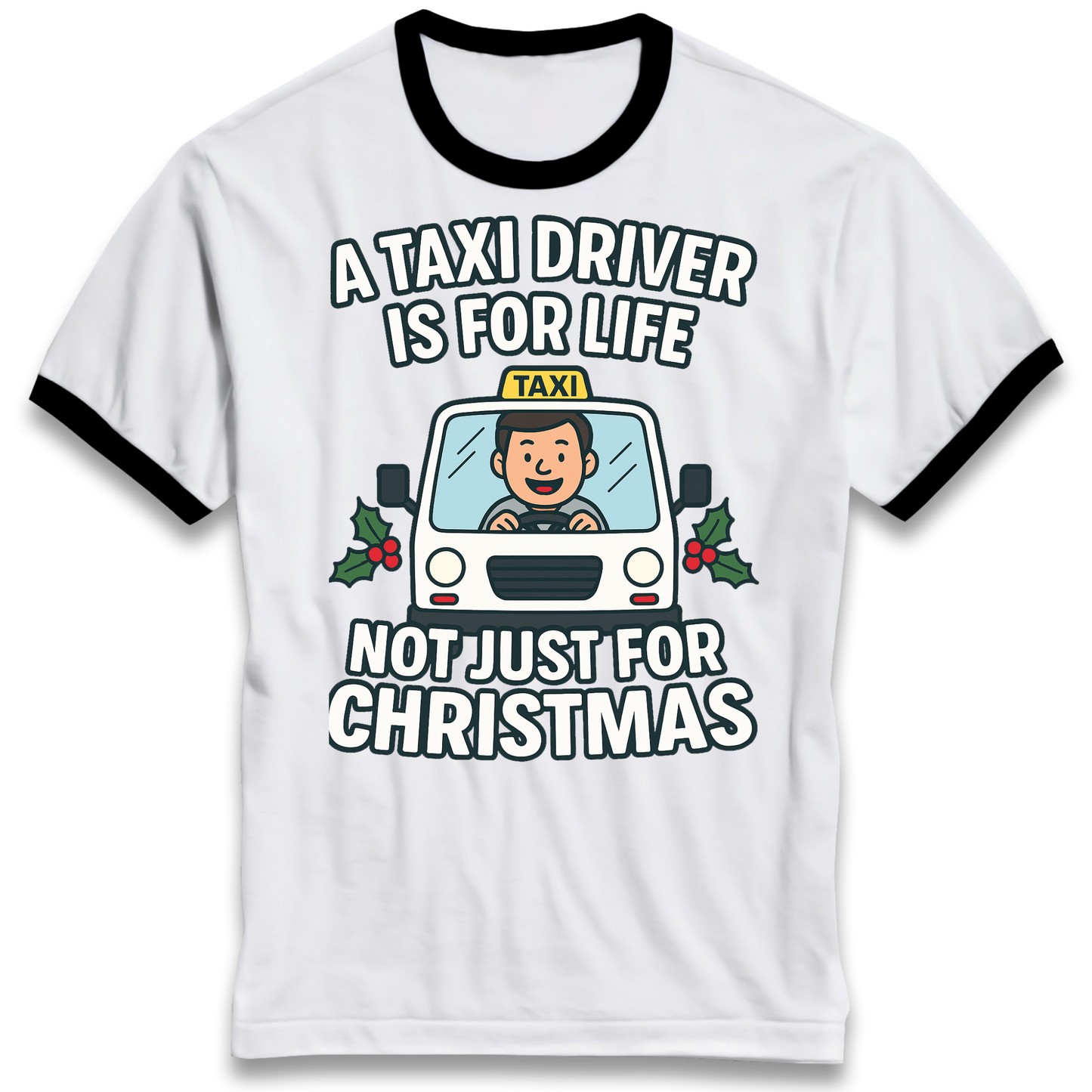 Taxi Driver Christmas Ringer T Shirt