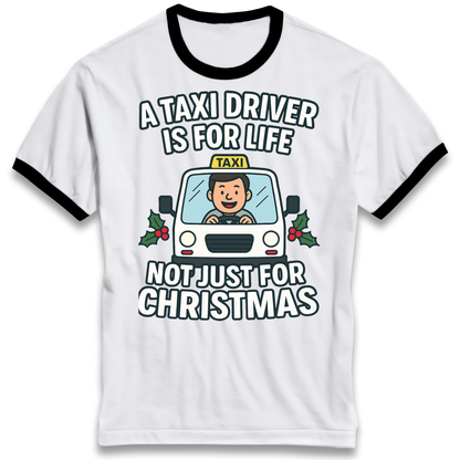 Taxi Driver Christmas Ringer T Shirt