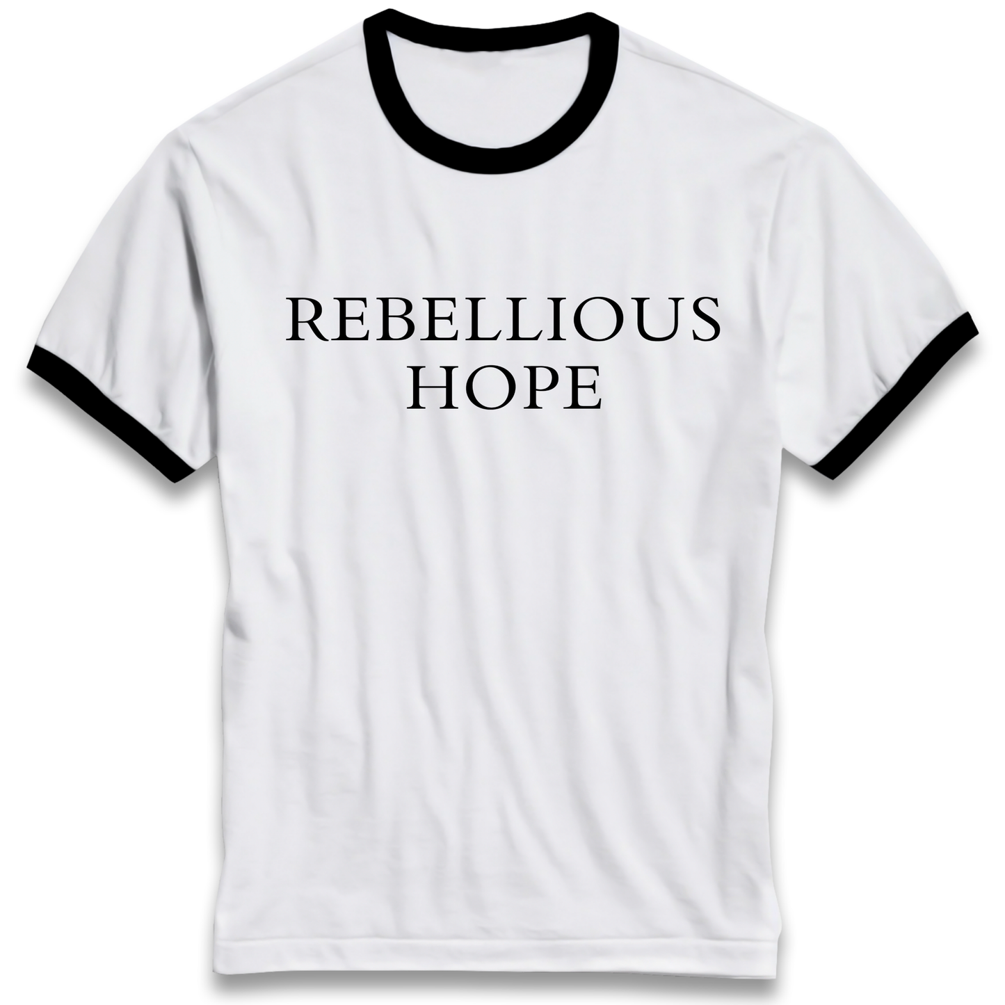 Rebellious Hope Embroidered Ringer T Shirt