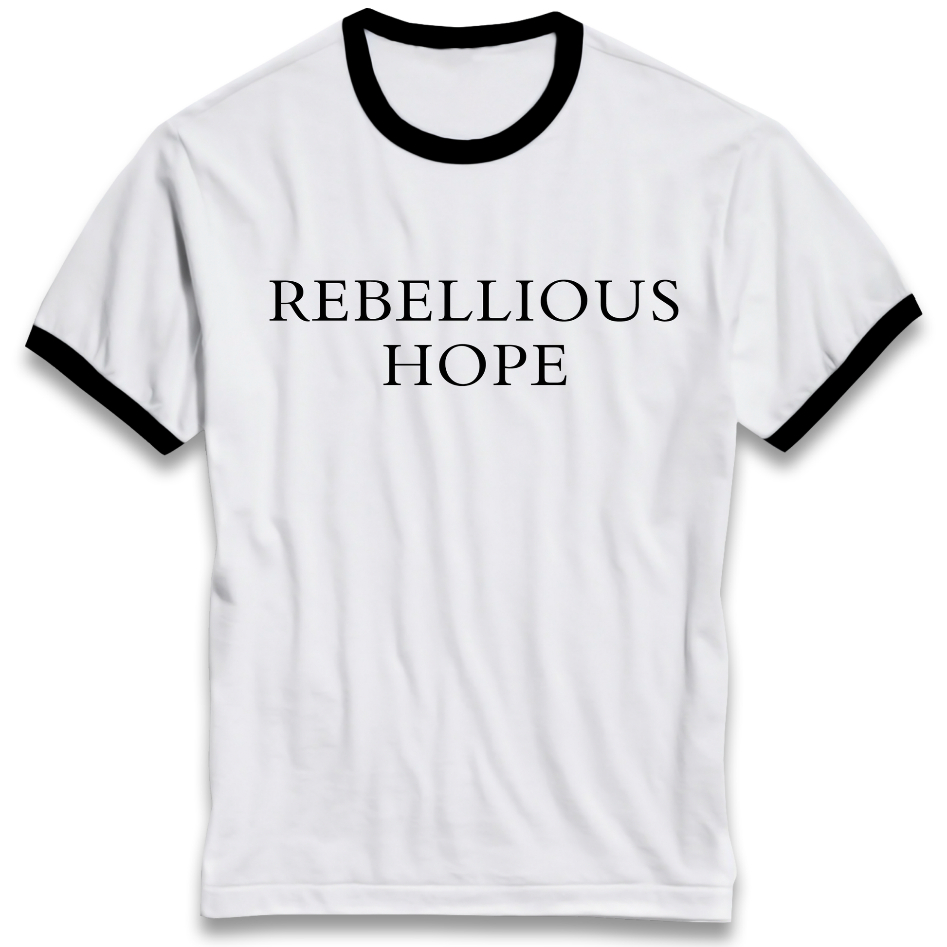 Rebellious Hope Embroidered Ringer T Shirt