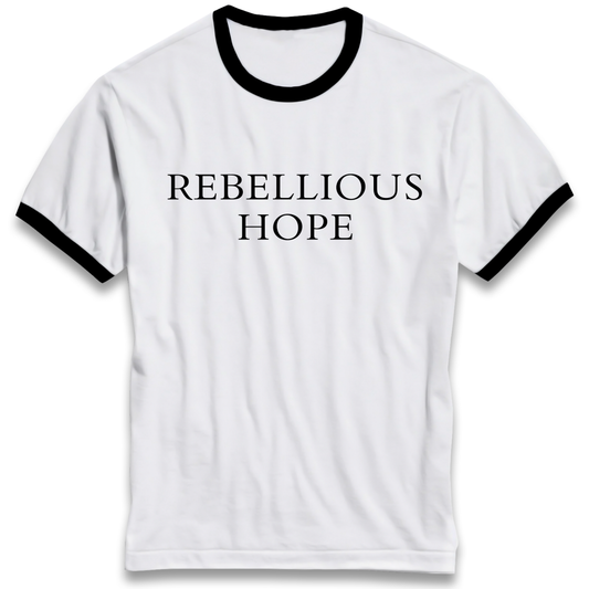 Rebellious Hope Embroidered Ringer T Shirt