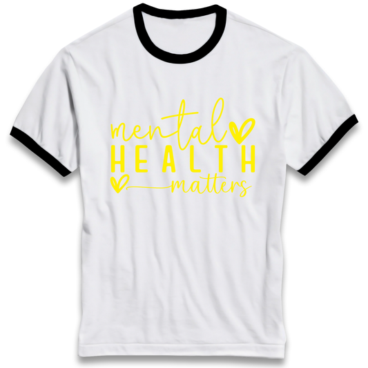 Yellow Mental Health Ringer T Shirt