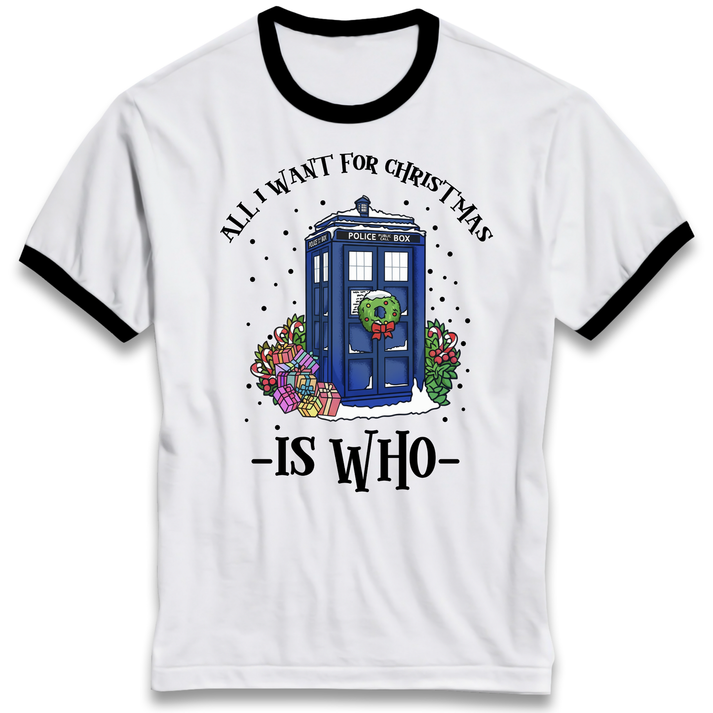 Dr Who Christmas Ringer T Shirt