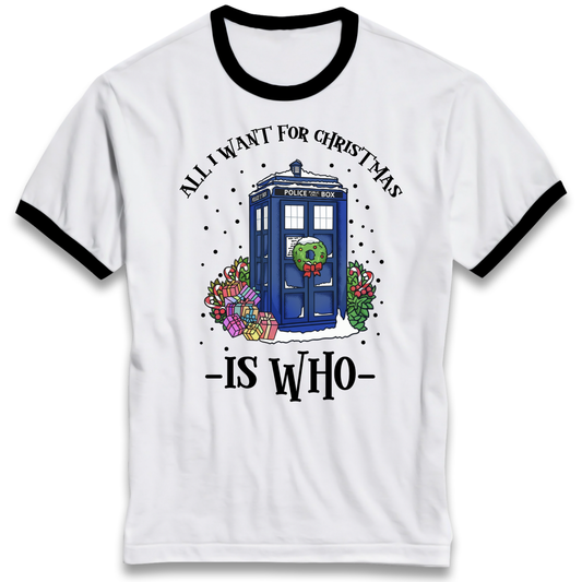 Dr Who Christmas Ringer T Shirt