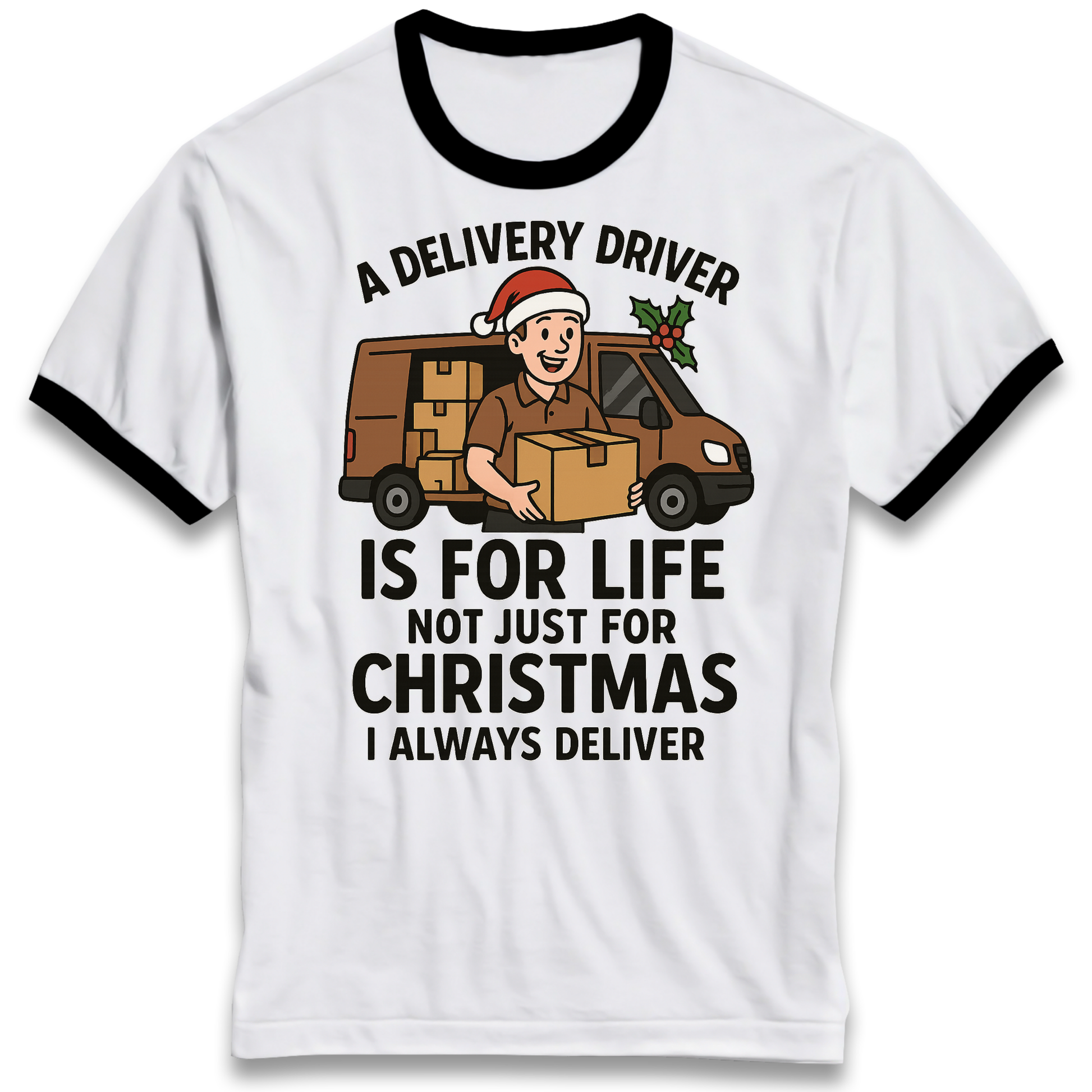 Delivery Driver Christmas Ringer T Shirt
