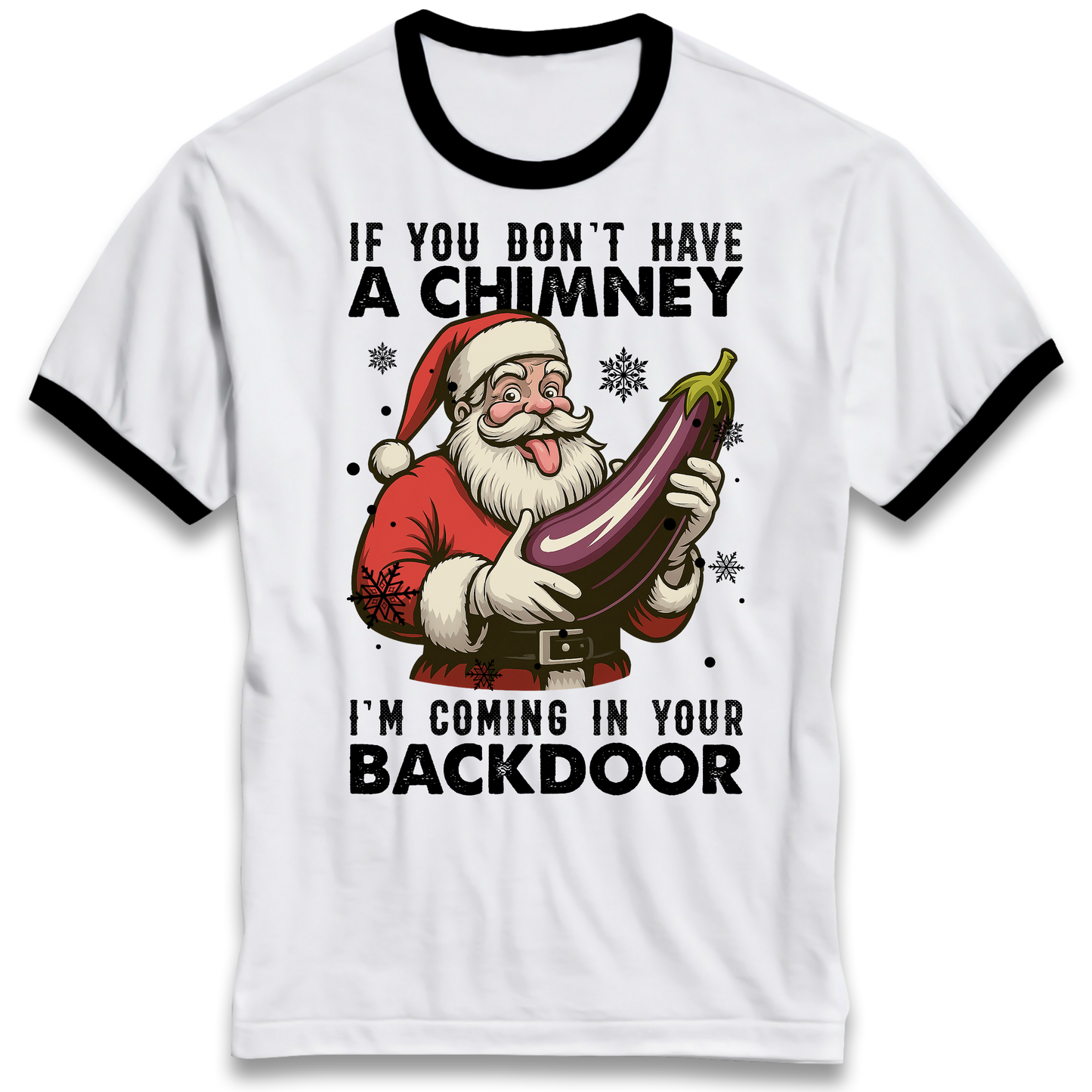 Santa Back Door Ringer T Shirt