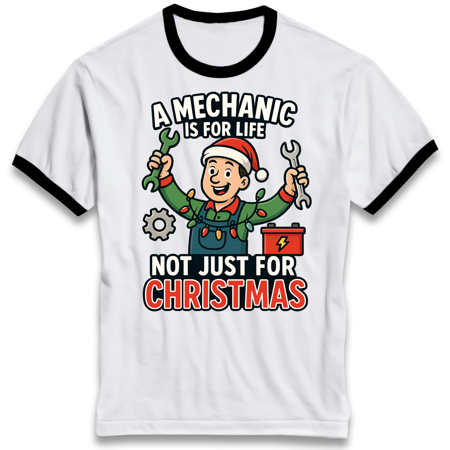 Mechanic Christmas Ringer T Shirt