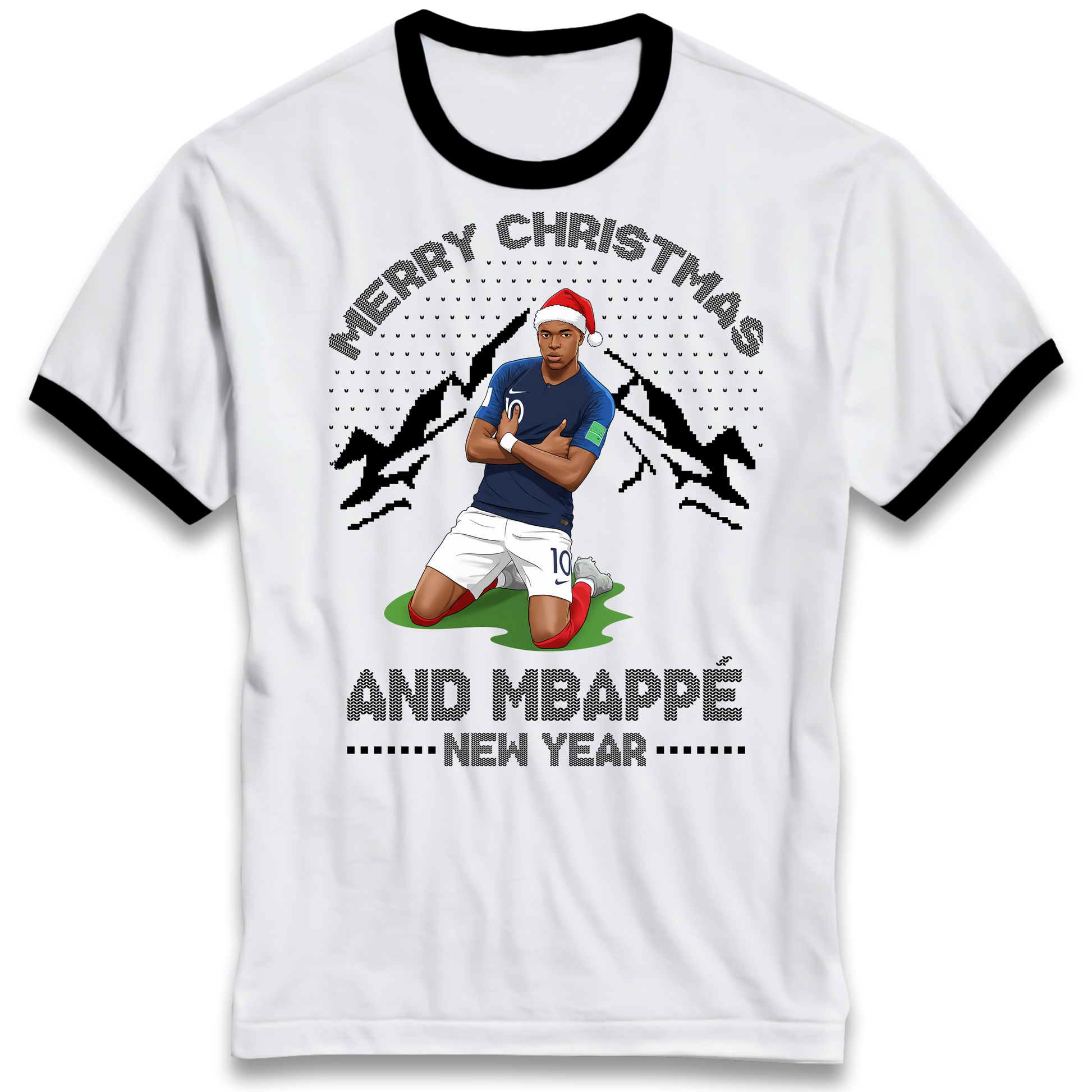 Mbappe Christmas Ringer T Shirt