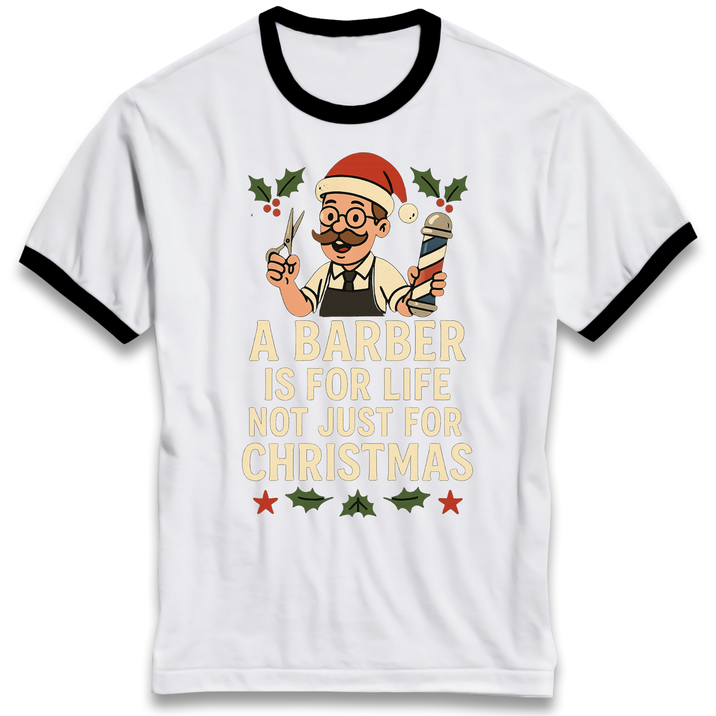 Barber Christmas Ringer T Shirt