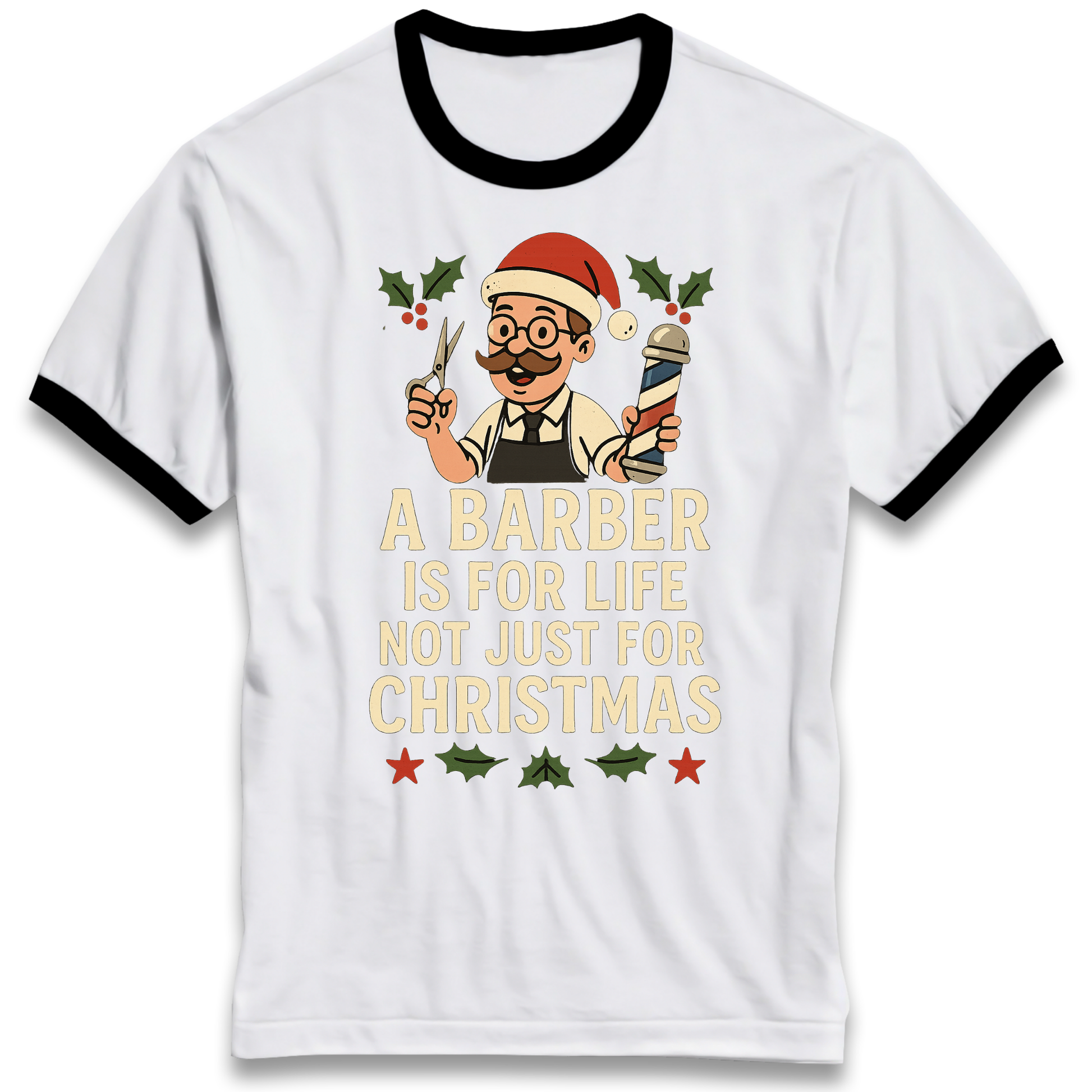 Barber Christmas Ringer T Shirt