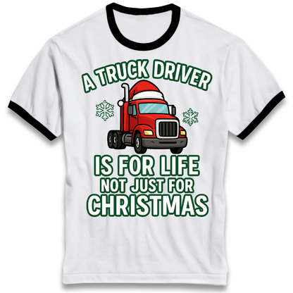 Truck Driver Christmas Ringer T Shirt
