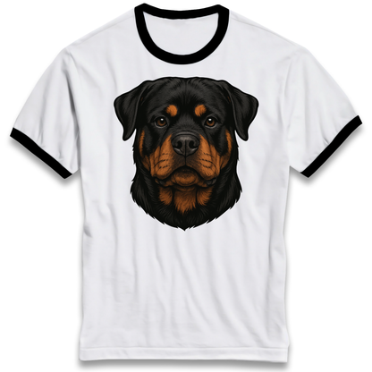 Rottweiler Face Ringer T Shirt