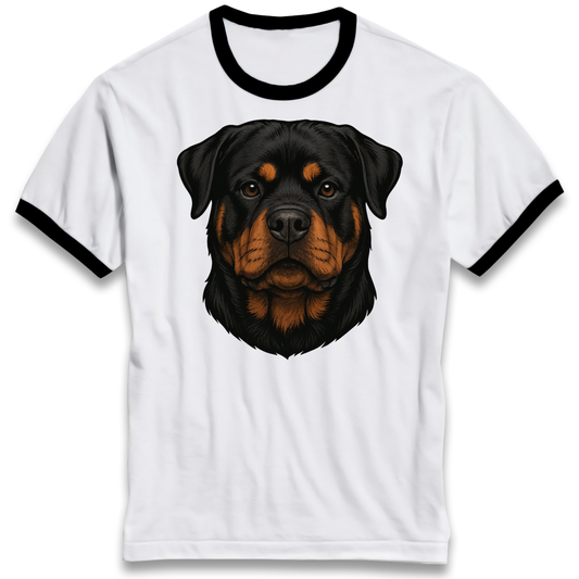 Rottweiler Face Ringer T Shirt